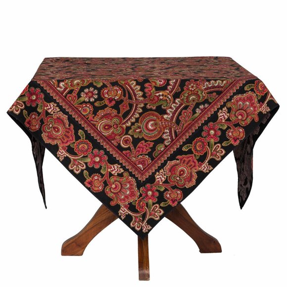 April Cornell Tablecloth Paisley Black 54x54 NWT - Picture 4 of 4